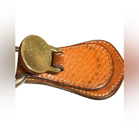 Vintage Dooney & Bourke Tan Leather Key Fob with Brass Duck Emblem - Picture 2 of 9